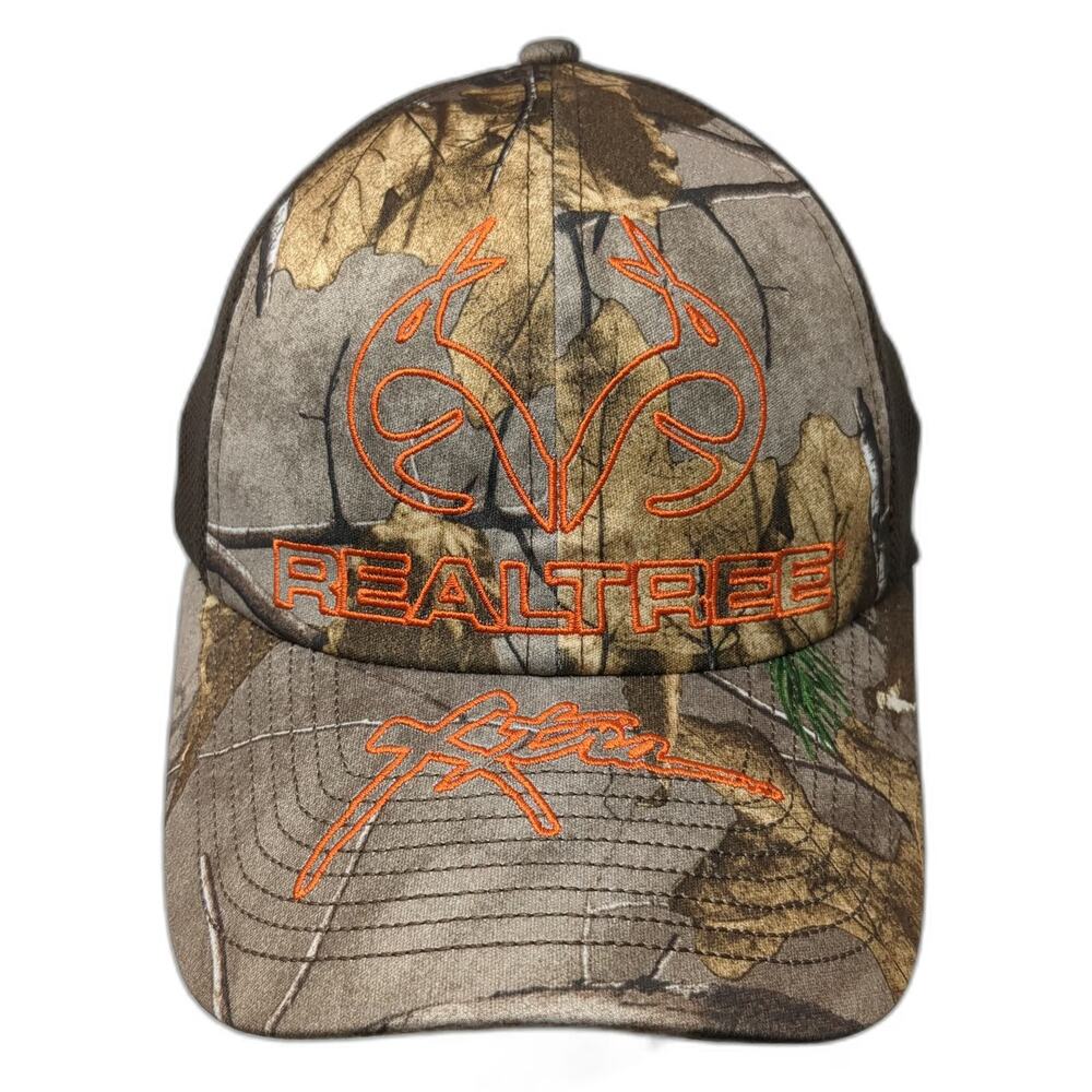Paramount Outdoors Baseball Cap Brown M Realtree Camo Orange Mesh Stretch Hat